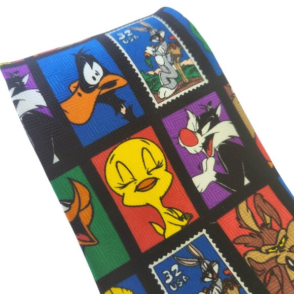 Looney Tunes Postage Stamp Collection Men's Necktie Tweety Bird Roadrunner - Picture 2 of 8
